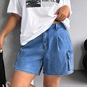 Denim Blue Women's Cargo Shorts